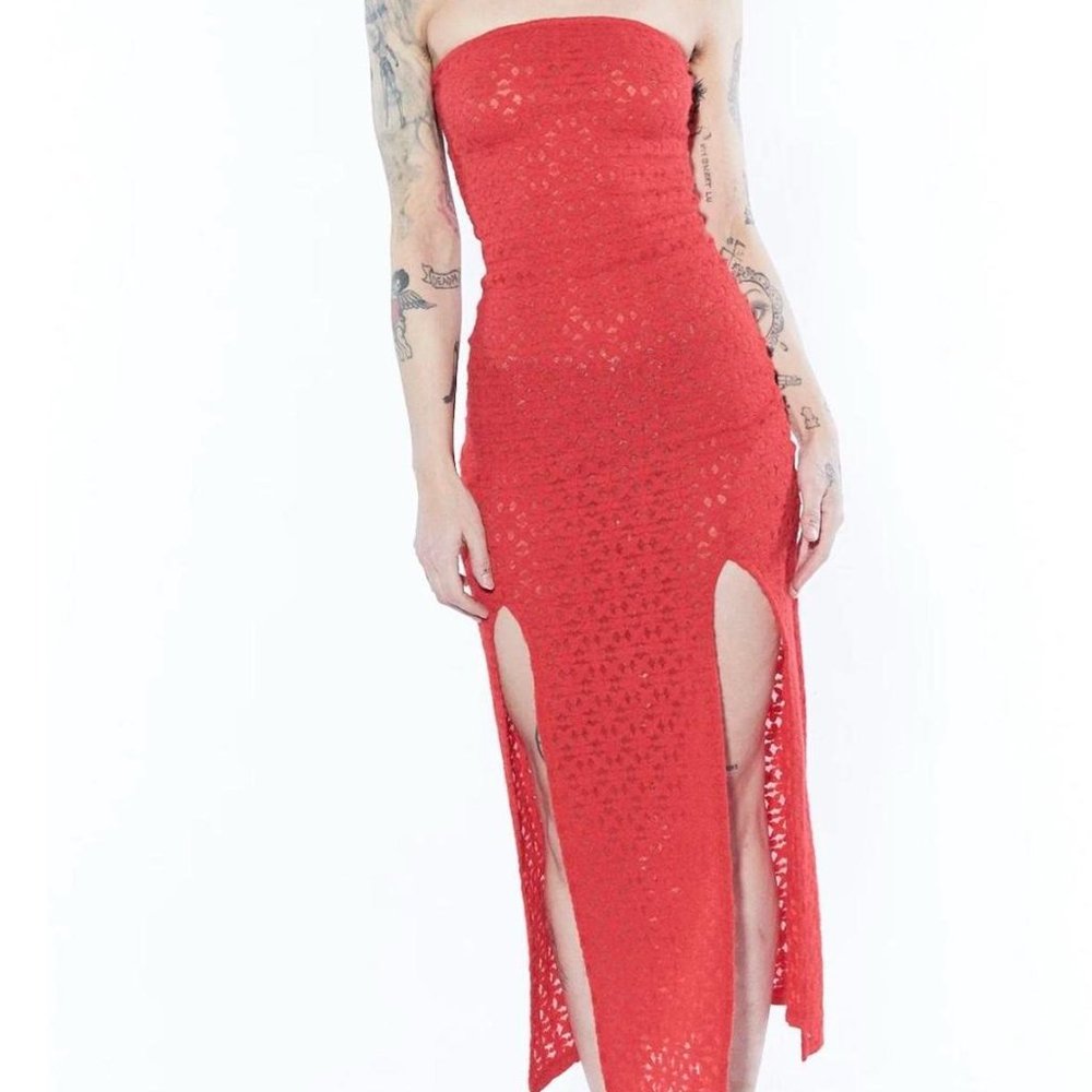 NWT Fashion Brand Company Red Lace Tube Dress